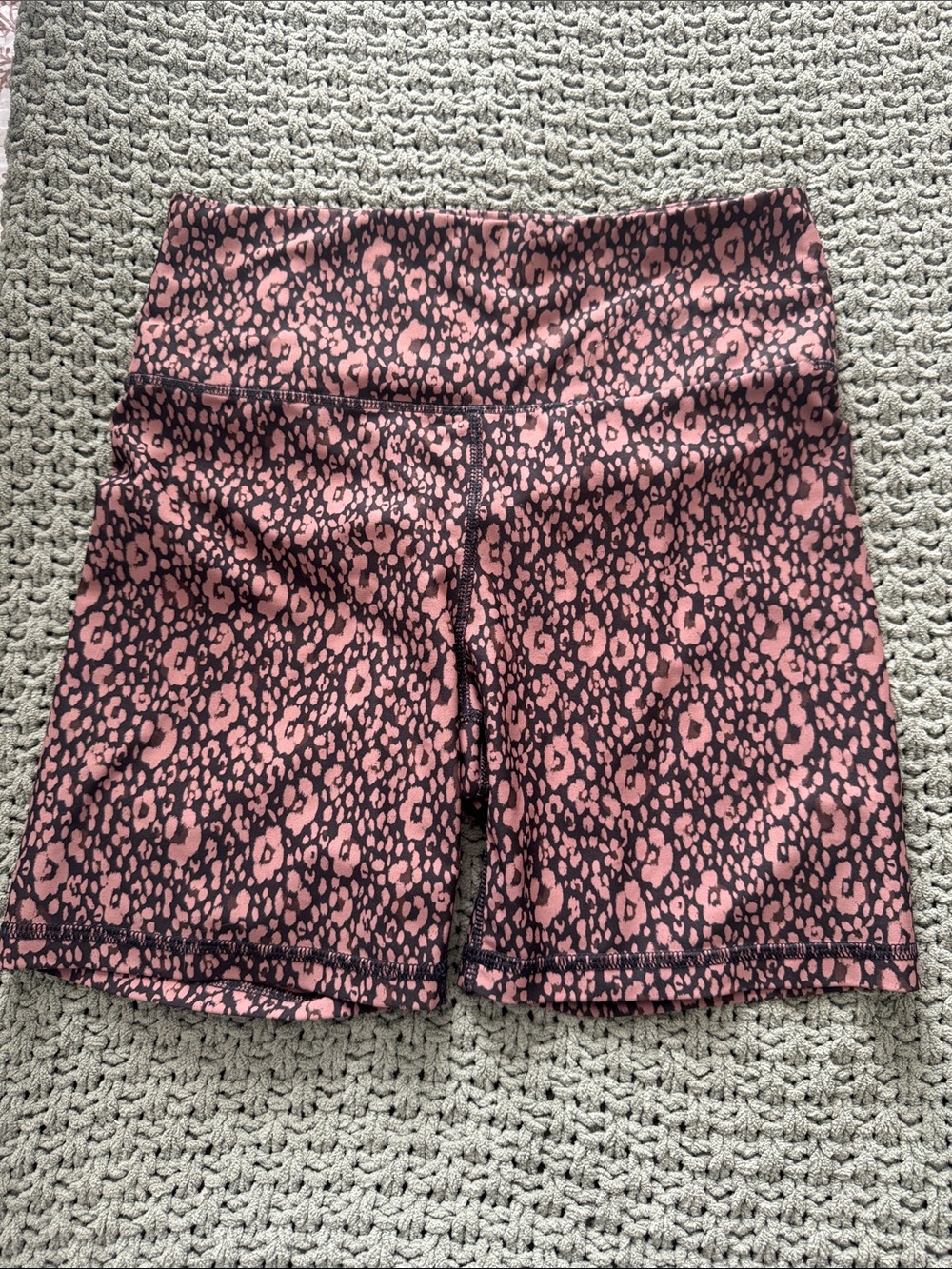 Old Navy Pink and Black Leopard-Print Athletic Bike Shorts